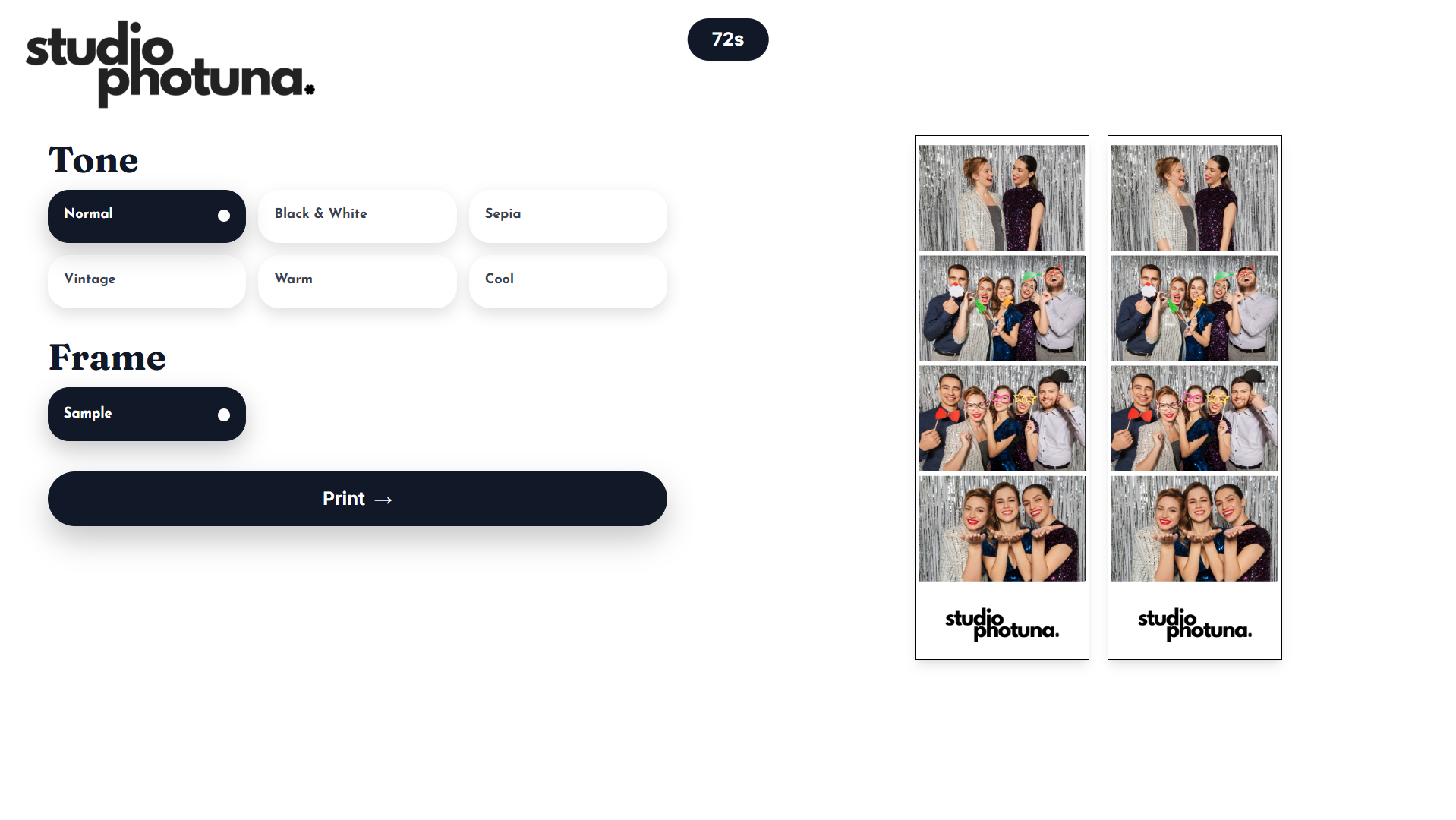 Studio Photuna Korean-style template selection screen